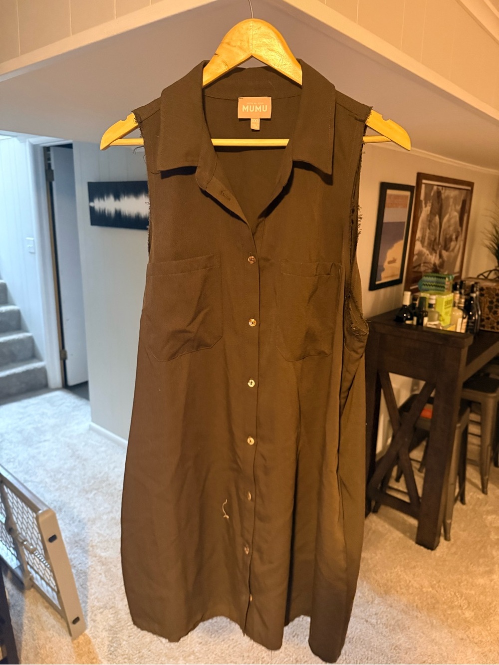 Show Me Your MuMu Olive Sleeveless Button-Front Tunic